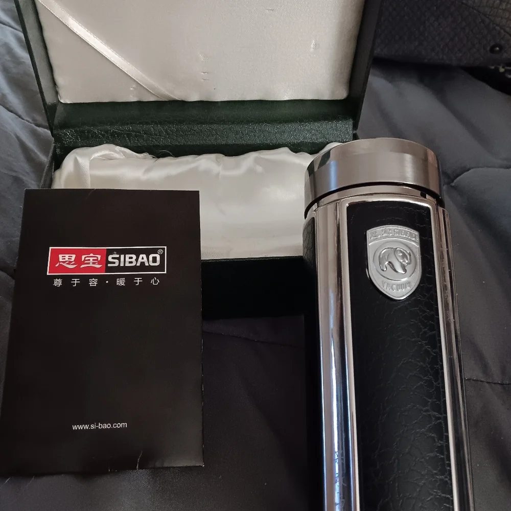 Sterling Silver 999 Inner Bladder Leather Insulation Filter Cup High-end Busines - Picture 6 of 11